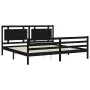 Bed frame with black solid wood headboard 200x200 cm by vidaXL, Beds and slatted bases - Ref: Foro24-3194075, Price: 183,96 €...