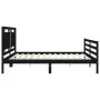 Bed frame with black solid wood headboard 200x200 cm by vidaXL, Beds and slatted bases - Ref: Foro24-3194075, Price: 183,96 €...