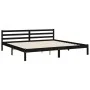 Bed frame with black solid wood headboard 200x200 cm by vidaXL, Beds and slatted bases - Ref: Foro24-3194075, Price: 183,96 €...