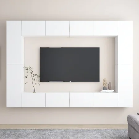 8-teiliges TV-Schrankset aus weißer Spanplatte von vidaXL, TV-Möbel - Ref: Foro24-3078670, Preis: 482,40 €, Rabatt: %