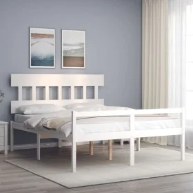 Seniorenbett Massivholz Kopfteil weiß 160x200 cm von vidaXL, Betten und Lattenroste - Ref: Foro24-3195427, Preis: 180,79 €, R...