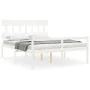 Elderly bed solid wood headboard white 160x200 cm by vidaXL, Beds and slatted bases - Ref: Foro24-3195427, Price: 183,21 €, D...