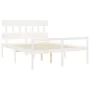 Elderly bed solid wood headboard white 160x200 cm by vidaXL, Beds and slatted bases - Ref: Foro24-3195427, Price: 183,21 €, D...