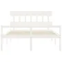 Cama personas mayores cabecero madera maciza blanco 160x200 cm de vidaXL, Camas y somieres - Ref: Foro24-3195427, Precio: 180...