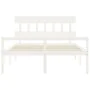 Elderly bed solid wood headboard white 160x200 cm by vidaXL, Beds and slatted bases - Ref: Foro24-3195427, Price: 183,21 €, D...