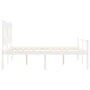 Elderly bed solid wood headboard white 160x200 cm by vidaXL, Beds and slatted bases - Ref: Foro24-3195427, Price: 183,21 €, D...