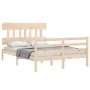 Estructura de cama con cabecero madera maciza 140x200 cm de vidaXL, Camas y somieres - Ref: Foro24-3195156, Precio: 118,71 €,...