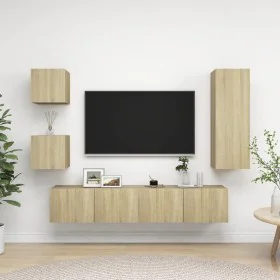 5-teiliges Wohnzimmermöbelset TV aus Sonoma-Eichen-Engineer-Holz von vidaXL, TV-Möbel - Ref: Foro24-3079011, Preis: 169,63 €,...