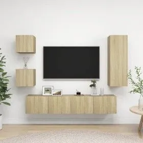 Set muebles de salón TV 5 pzas madera ingeniería roble Sonoma de vidaXL, Muebles TV - Ref: Foro24-3079011, Precio: 169,63 €, ...