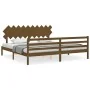 Honey brown solid wood bed frame and headboard 200x200 cm by vidaXL, Beds and slatted bases - Ref: Foro24-3195309, Price: 173...