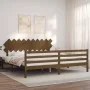 Honey brown solid wood bed frame and headboard 200x200 cm by vidaXL, Beds and slatted bases - Ref: Foro24-3195309, Price: 173...