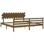 Honey brown solid wood bed frame and headboard 200x200 cm by vidaXL, Beds and slatted bases - Ref: Foro24-3195309, Price: 173...