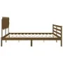 Honey brown solid wood bed frame and headboard 200x200 cm by vidaXL, Beds and slatted bases - Ref: Foro24-3195309, Price: 173...