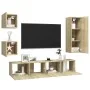 Living room TV set, 5-piece engineered oak Sonoma wood. by vidaXL, TV Furniture - Ref: Foro24-3079011, Price: 169,47 €, Disco...