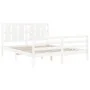 White solid wood bed frame with headboard 160x200 cm by vidaXL, Beds and slatted bases - Ref: Foro24-3194127, Price: 153,13 €...