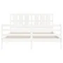 White solid wood bed frame with headboard 160x200 cm by vidaXL, Beds and slatted bases - Ref: Foro24-3194127, Price: 153,13 €...