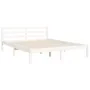 White solid wood bed frame with headboard 160x200 cm by vidaXL, Beds and slatted bases - Ref: Foro24-3194127, Price: 153,13 €...