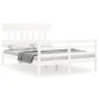 White solid wood bed frame with headboard 120x200 cm by vidaXL, Beds and slatted bases - Ref: Foro24-3195152, Price: 119,91 €...