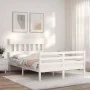 White solid wood bed frame with headboard 120x200 cm by vidaXL, Beds and slatted bases - Ref: Foro24-3195152, Price: 119,91 €...