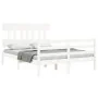 White solid wood bed frame with headboard 120x200 cm by vidaXL, Beds and slatted bases - Ref: Foro24-3195152, Price: 119,91 €...