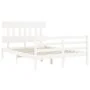 White solid wood bed frame with headboard 120x200 cm by vidaXL, Beds and slatted bases - Ref: Foro24-3195152, Price: 119,91 €...