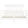 White solid wood bed frame with headboard 120x200 cm by vidaXL, Beds and slatted bases - Ref: Foro24-3195152, Price: 119,91 €...