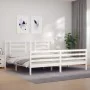 White solid wood bed frame with headboard 200x200 cm by vidaXL, Beds and slatted bases - Ref: Foro24-3194722, Price: 153,85 €...