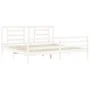 White solid wood bed frame with headboard 200x200 cm by vidaXL, Beds and slatted bases - Ref: Foro24-3194722, Price: 153,85 €...