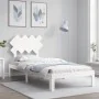 White solid wood bed frame with headboard 90x200 cm by vidaXL, Beds and slatted bases - Ref: Foro24-3193712, Price: 102,78 €,...