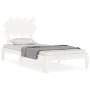 White solid wood bed frame with headboard 90x200 cm by vidaXL, Beds and slatted bases - Ref: Foro24-3193712, Price: 102,78 €,...