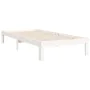 White solid wood bed frame with headboard 90x200 cm by vidaXL, Beds and slatted bases - Ref: Foro24-3193712, Price: 102,78 €,...