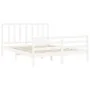 White solid wood bed frame with headboard 160x200 cm by vidaXL, Beds and slatted bases - Ref: Foro24-3193867, Price: 136,67 €...