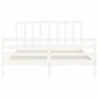 White solid wood bed frame with headboard 160x200 cm by vidaXL, Beds and slatted bases - Ref: Foro24-3193867, Price: 136,67 €...