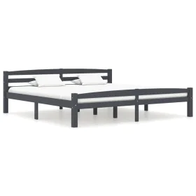 Estructura de cama madera maciza pino gris oscuro 200x200 cm de vidaXL, Camas y somieres - Ref: Foro24-322095, Precio: 114,15...