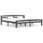Solid pine wood bed frame dark grey 200x200 cm by vidaXL, Beds and slatted bases - Ref: Foro24-322095, Price: 114,15 €, Disco...