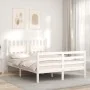 White solid wood bed frame with headboard 120x200 cm by vidaXL, Beds and slatted bases - Ref: Foro24-3194307, Price: 130,23 €...
