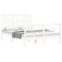 White solid wood bed frame with headboard 120x200 cm by vidaXL, Beds and slatted bases - Ref: Foro24-3194307, Price: 130,23 €...