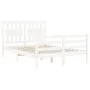 White solid wood bed frame with headboard 120x200 cm by vidaXL, Beds and slatted bases - Ref: Foro24-3194307, Price: 130,23 €...