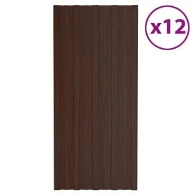 Braunes verzinktes Stahldach-Panel 12 Einheiten 100x45 cm von vidaXL, Decke - Ref: Foro24-317217, Preis: 67,94 €, Rabatt: %