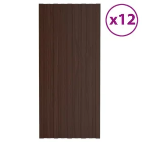 Galvanized steel brown roof panel 12 units 100x45 cm by vidaXL, Ceiling - Ref: Foro24-317217, Price: 67,94 €, Discount: %