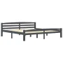Solid pine wood bed frame dark grey 200x200 cm by vidaXL, Beds and slatted bases - Ref: Foro24-322095, Price: 114,15 €, Disco...