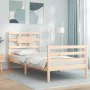 Bed frame with solid wood headboard 90x200 cm by vidaXL, Beds and slatted bases - Ref: Foro24-3194426, Price: 91,50 €, Discou...