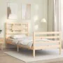 Bed frame with solid wood headboard 90x200 cm by vidaXL, Beds and slatted bases - Ref: Foro24-3194426, Price: 91,50 €, Discou...