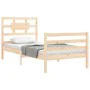Bed frame with solid wood headboard 90x200 cm by vidaXL, Beds and slatted bases - Ref: Foro24-3194426, Price: 91,50 €, Discou...