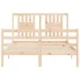 Bed frame with solid wood headboard 120x200 cm by vidaXL, Beds and slatted bases - Ref: Foro24-3194566, Price: 116,77 €, Disc...