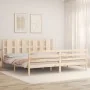 Bed frame with solid wood headboard 200x200 cm by vidaXL, Beds and slatted bases - Ref: Foro24-3194136, Price: 150,34 €, Disc...