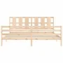 Bed frame with solid wood headboard 200x200 cm by vidaXL, Beds and slatted bases - Ref: Foro24-3194136, Price: 150,34 €, Disc...