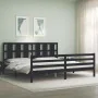 Bed frame with black solid wood headboard 200x200 cm by vidaXL, Beds and slatted bases - Ref: Foro24-3194140, Price: 179,56 €...