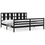 Bed frame with black solid wood headboard 200x200 cm by vidaXL, Beds and slatted bases - Ref: Foro24-3194140, Price: 179,56 €...