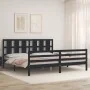Bettgestell mit schwarzem Massivholzkopfteil 200x200 cm von vidaXL, Betten und Lattenroste - Ref: Foro24-3194140, Preis: 181,...